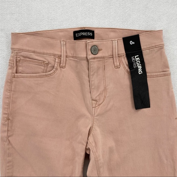 Express Stretch Pink Mid Rise Legging Skinny Jean - Picture 2 of 10